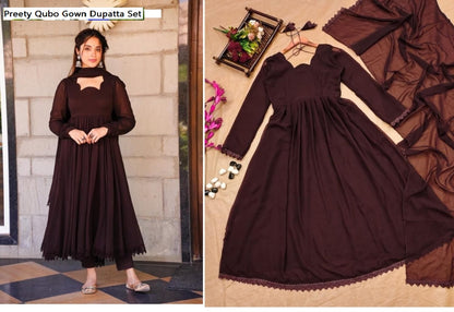 Preety Qubo Georgette Gown Dupatta Set