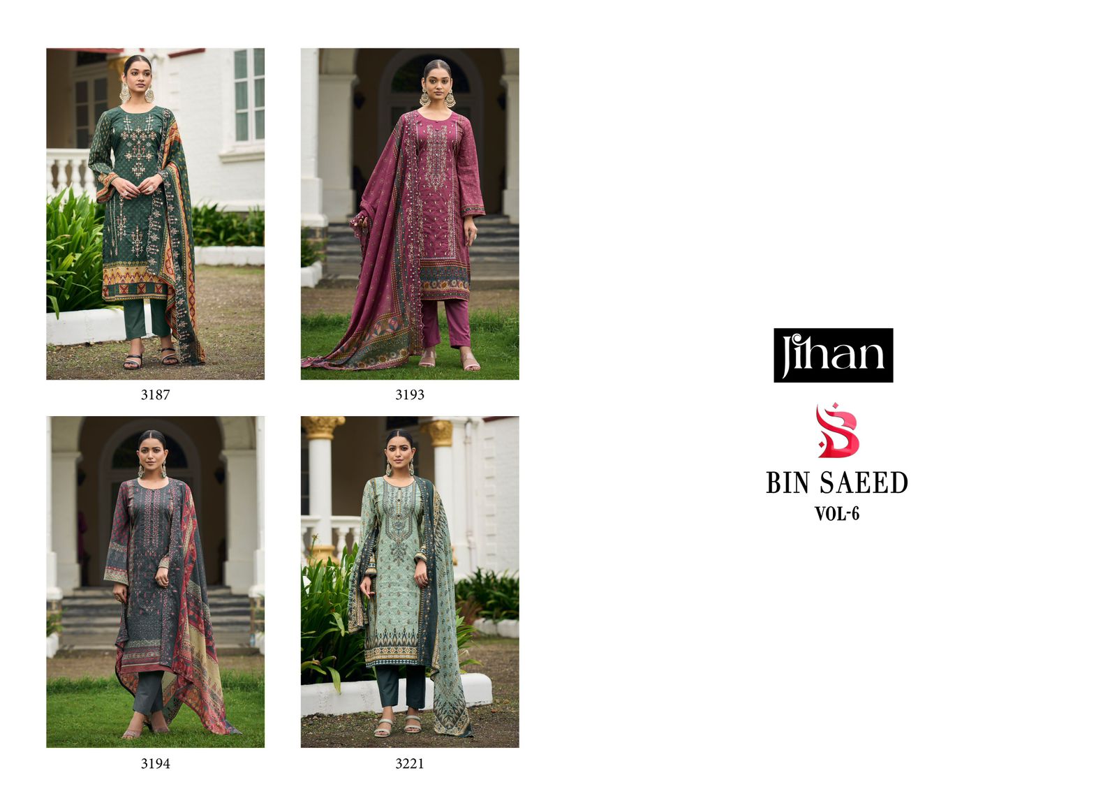 Preset Bin Saeed Lawn Vol 6 Jihan Lawn Pakistani Salwar Suits
