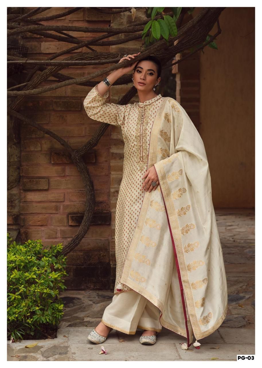 Prestige Varsha Fashions Russian Silk Plazzo Style Suits