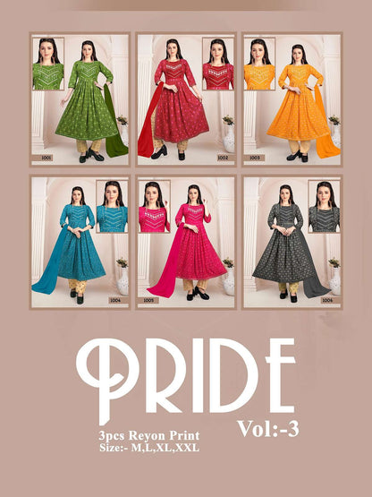 Pride Vol 3 Kavinay Rayon Readymade Pant Style Suits