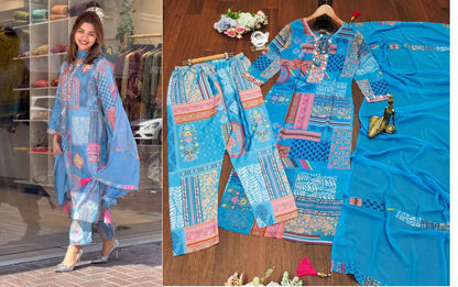 Printed-0602 Lady Leela Georgette Readymade Pant Style Suits