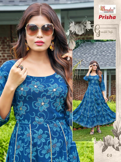 Prisha Smylee Rayon Anarkali Kurtis