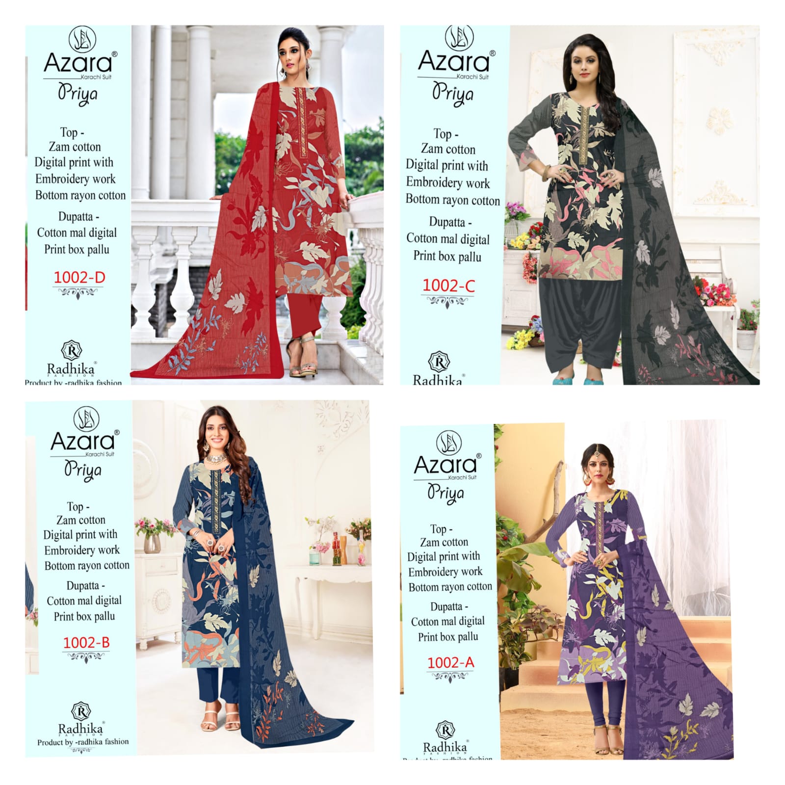 Priya-1002 Azara Cotton Pant Style Suits