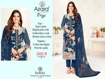 Priya-1002 Azara Cotton Pant Style Suits