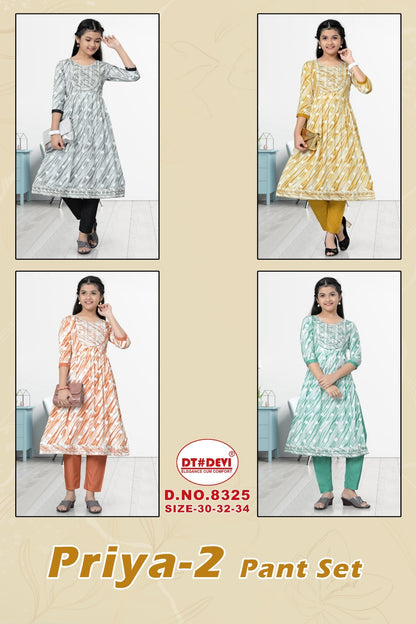 Priya-2 8325 Dt Devi Rayon Girls Pant Set