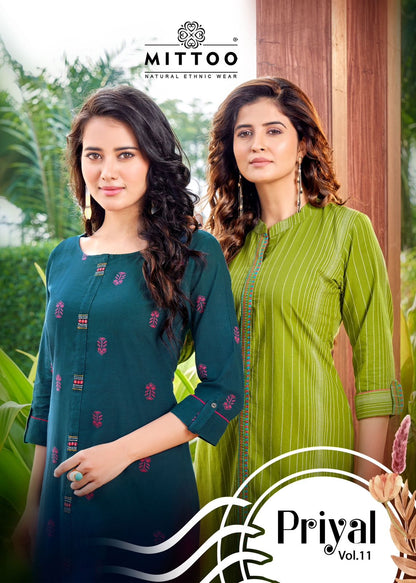 Priyal Vol 11 Mittoo Handloom Straight Cut Kurtis