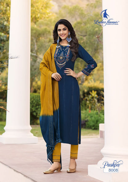 Pushpa Vol 3 Ladies Flavour Rayon Viscose Readymade Pant Style Suits
