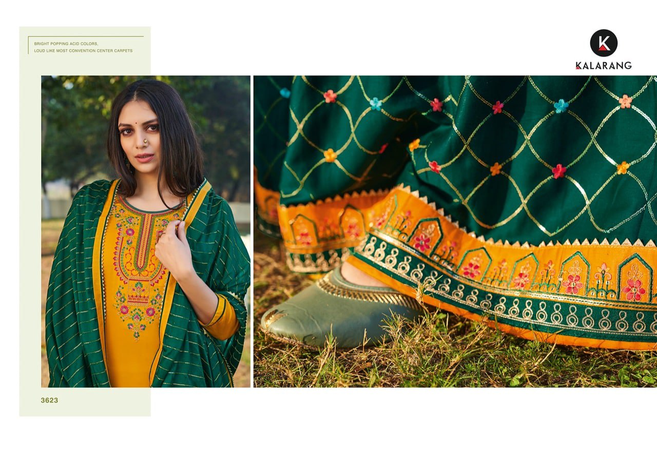 Pushparaj Kalarang Silk Cotton Sharara Style Suits