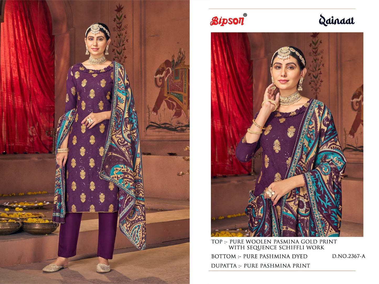 Qainaat 2367 Bipson Prints Pashmina Suits