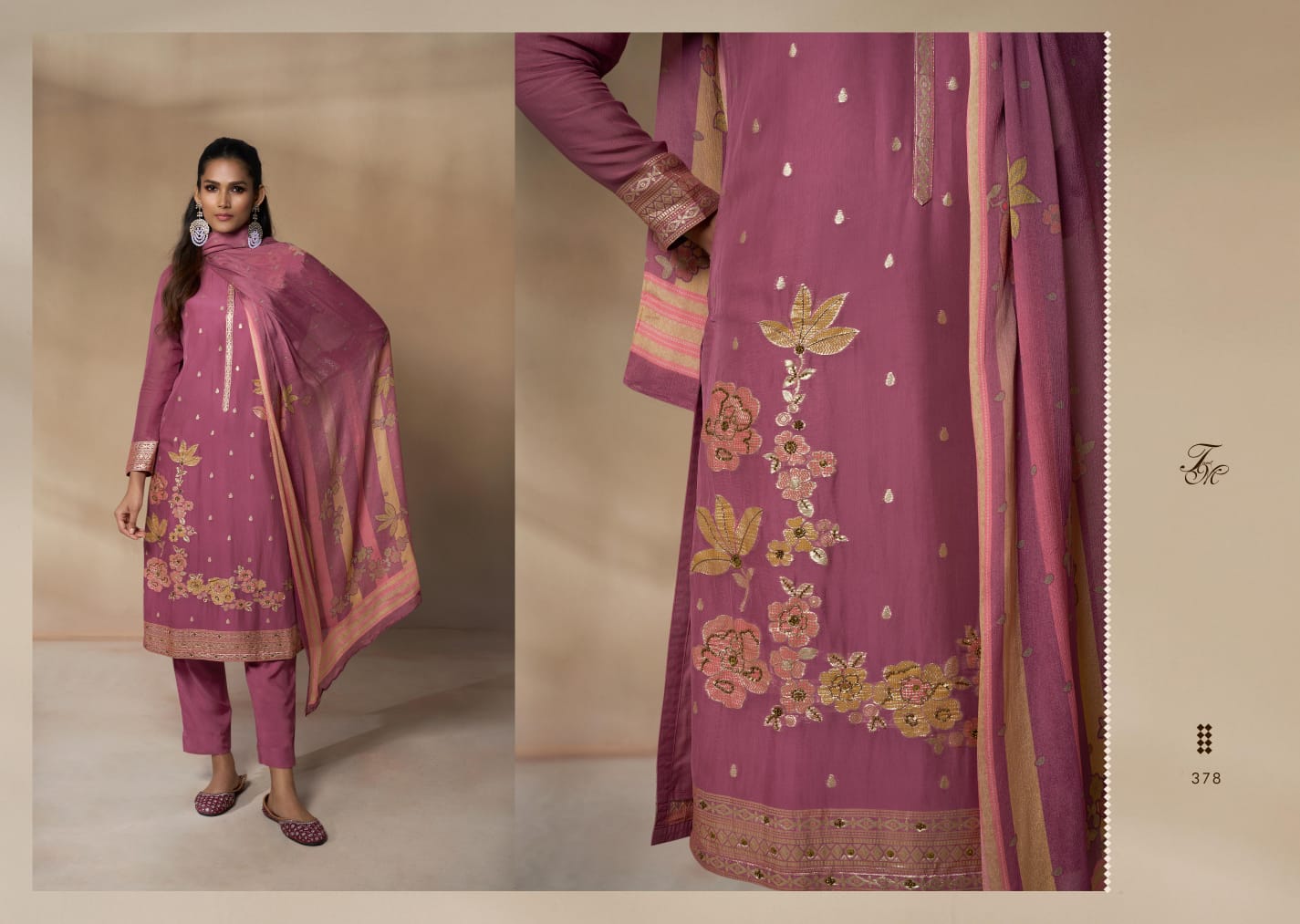 Qala Tm Jacquard Plazzo Style Suits