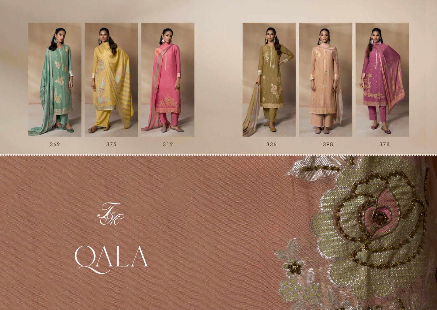 Qala Tm Jacquard Plazzo Style Suits
