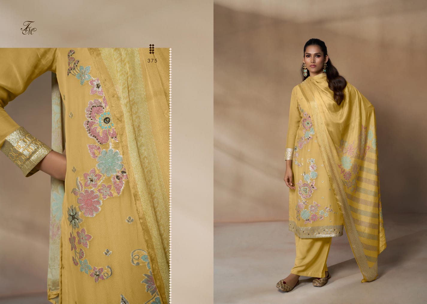 Qala Tm Jacquard Plazzo Style Suits