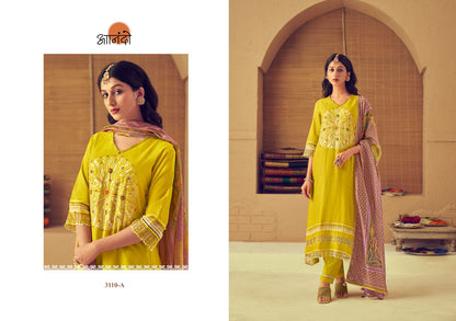Qivara Anando Muslin Silk Pant Style Suits