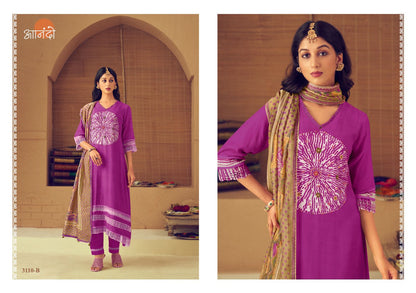 Qivara Anando Muslin Silk Pant Style Suits