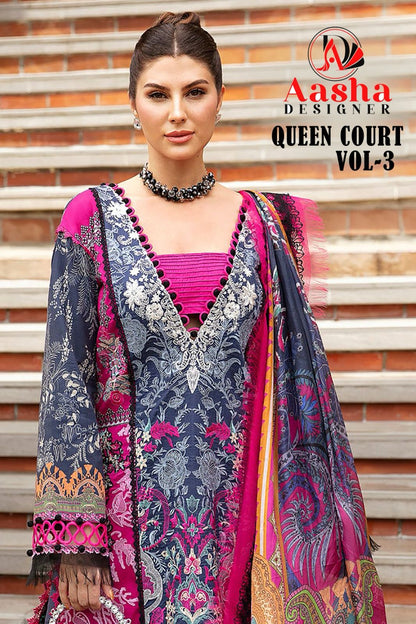Queen Court Vol 3 Aasha Designer Cotton Pakistani Salwar Suits