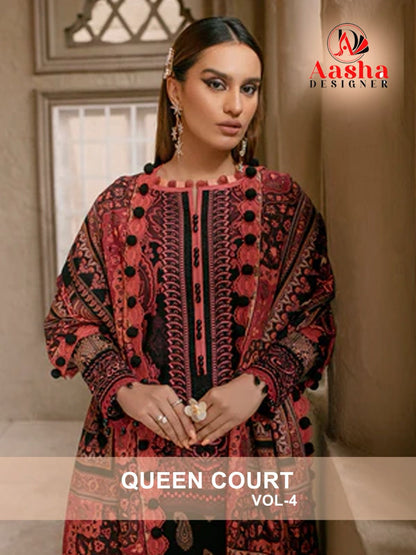 Queen Court Vol 4 Aasha Designer Cotton Pakistani Patch Work Suits
