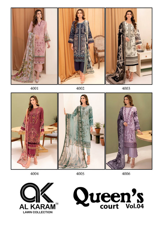 Queens Court Vol 4 Al Karam Cambric Karachi Salwar Suits