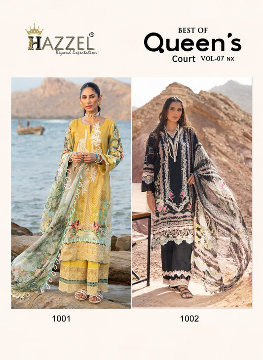 Queens Court Vol 7-Nx Hazzel Cotton Pakistani Patch Work Suits