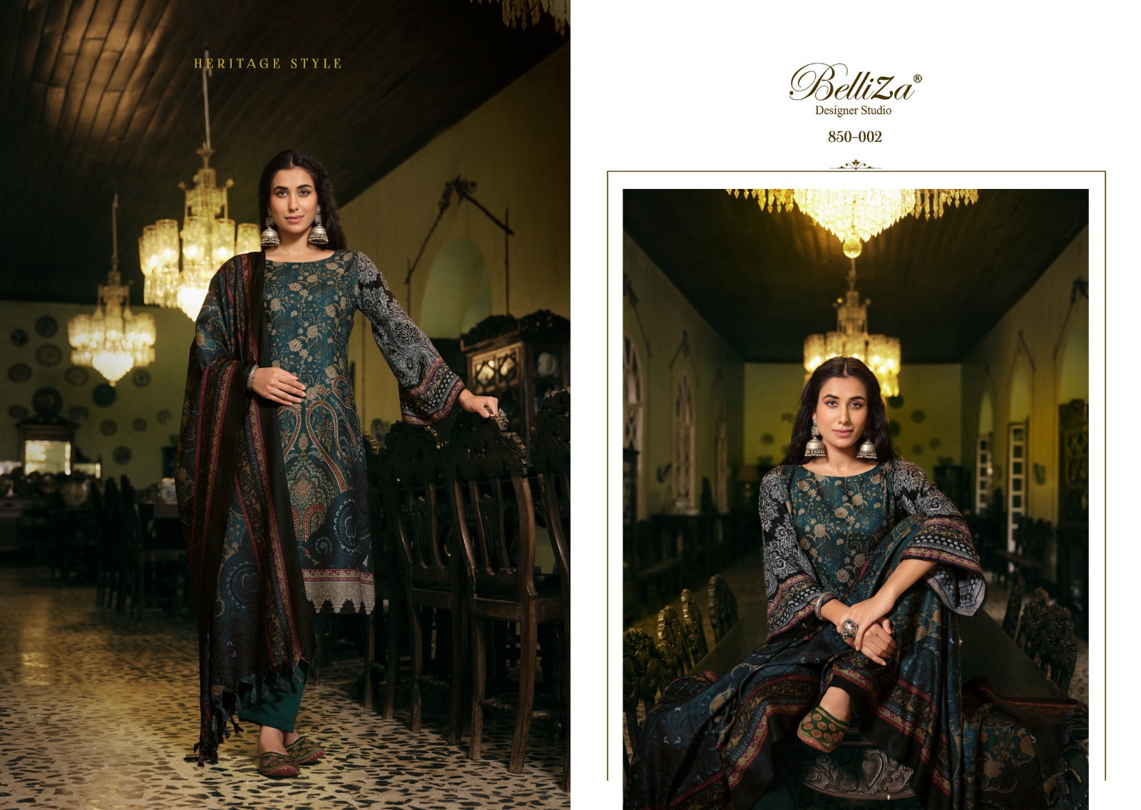 Qurbat Belliza Designer Studio Wool Karachi Pashmina Salwar Suits