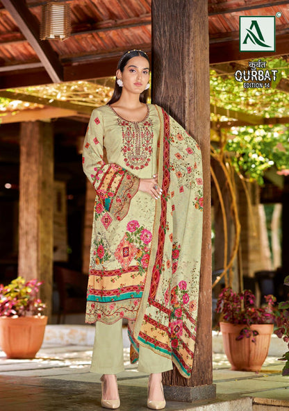 Qurbat Edition 14 Alok Jaam Cotton Pakistani Patch Work Suits