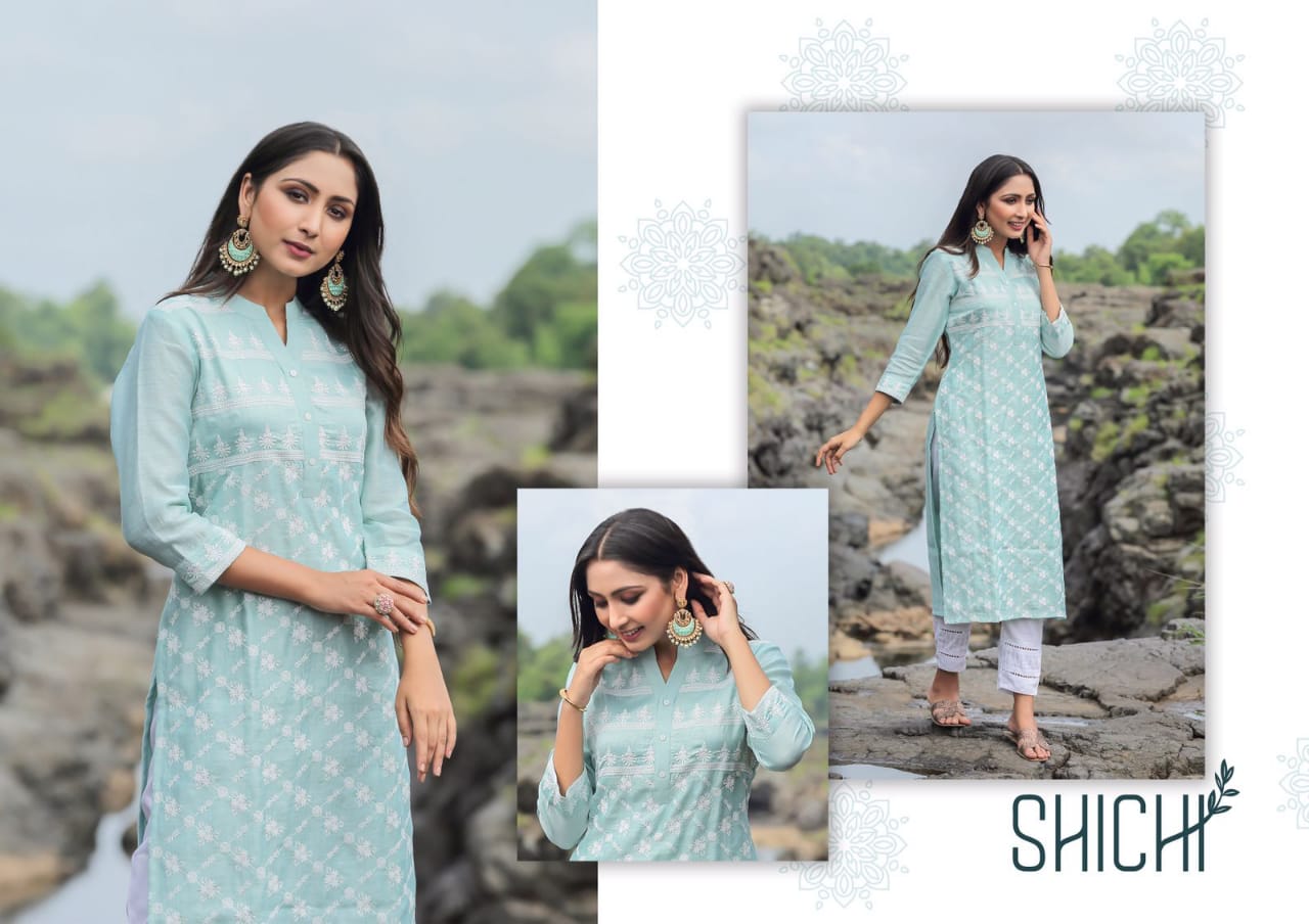Qurbat Shichi Linen Silk Kurti Pant Set