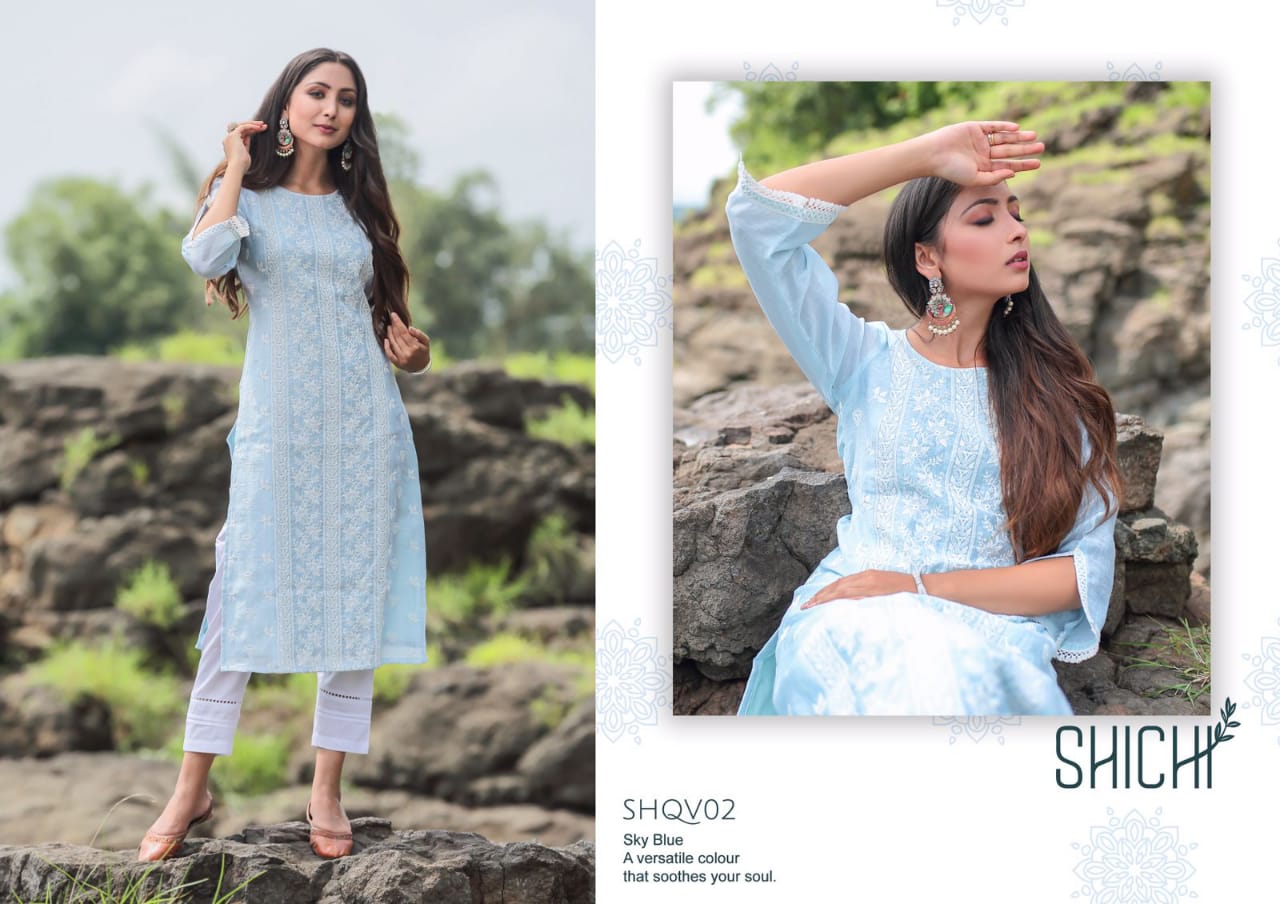 Qurbat Shichi Linen Silk Kurti Pant Set