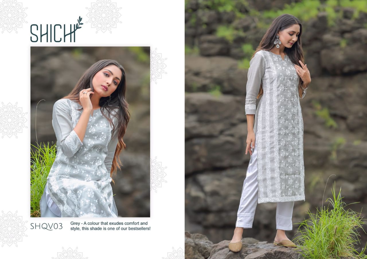 Qurbat Shichi Linen Silk Kurti Pant Set