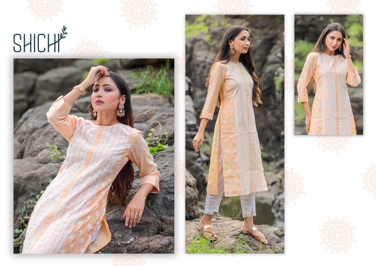 Qurbat Shichi Linen Silk Kurti Pant Set