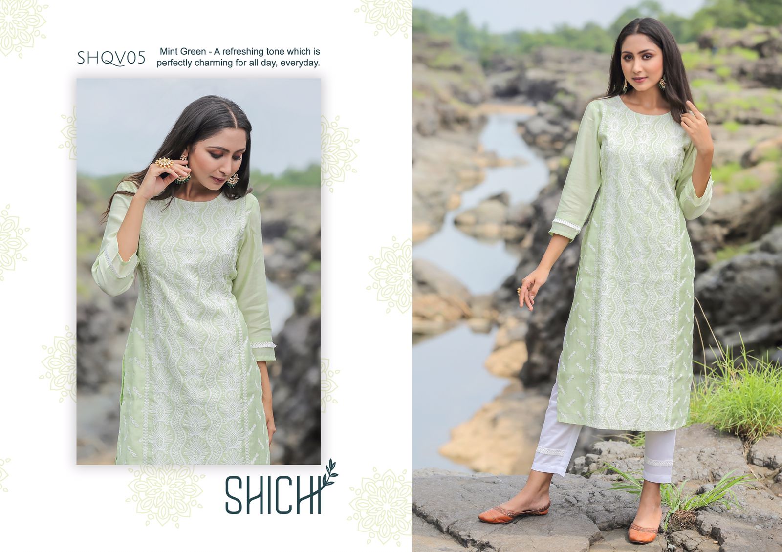 Qurbat Shichi Linen Silk Kurti Pant Set