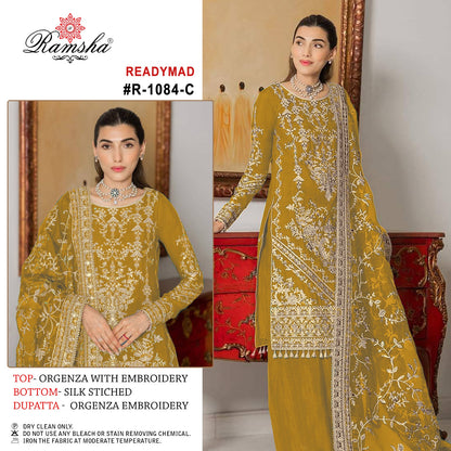 R-1084 Ramsha Organza Pakistani Readymade Suits