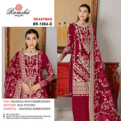 R-1084 Ramsha Organza Pakistani Readymade Suits