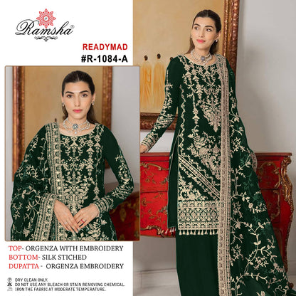 R-1084 Ramsha Organza Pakistani Readymade Suits