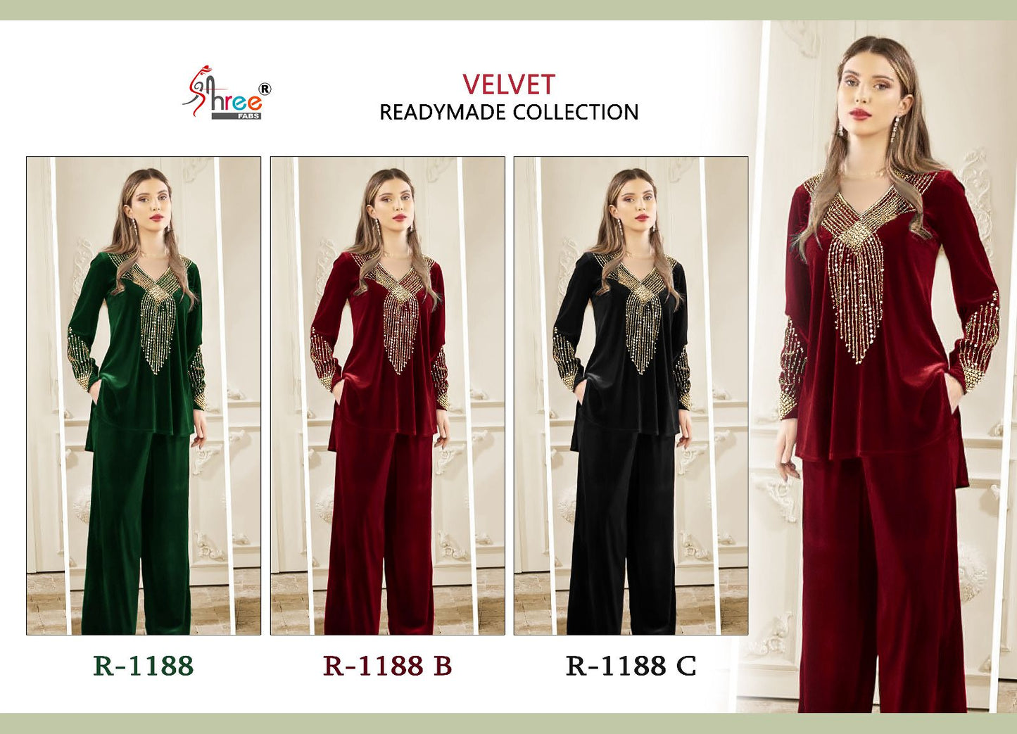R-1188 Shree Fabs Velevt Co Ord Set