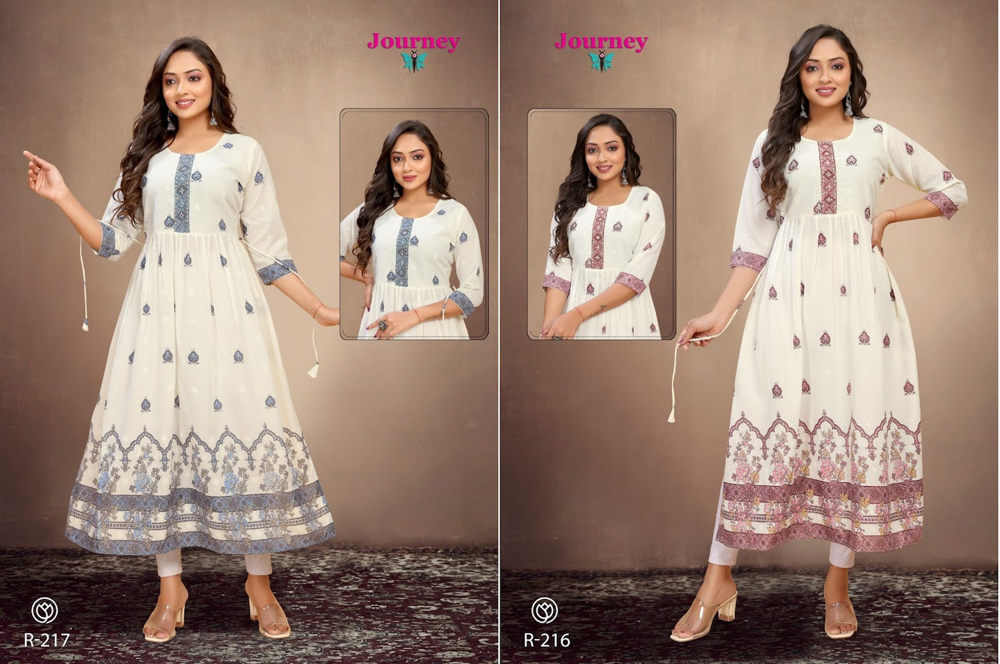 R-216-217 Journey Design Cambric Cotton Anarkali Kurtis
