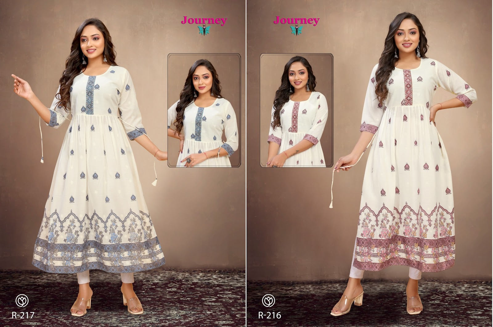 R-216-217 Journey Design Cambric Cotton Anarkali Kurtis