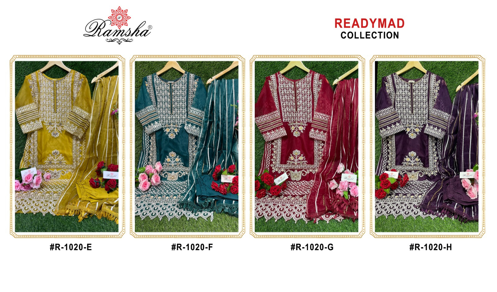 R 1020 Efgh Ramsha Organza Pakistani Readymade Suits