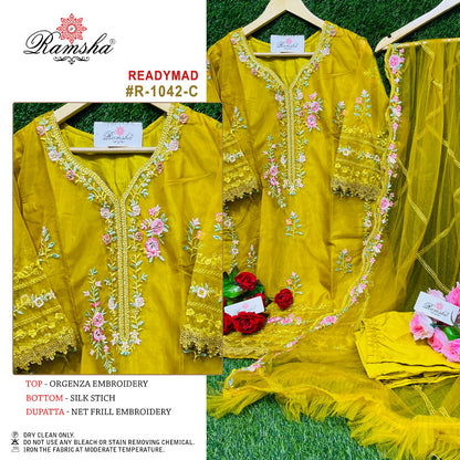 R 1042 Nx Ramsha Organza Pakistani Readymade Suits