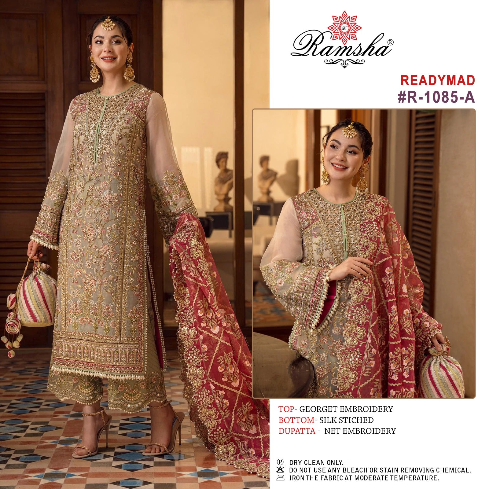 R 1085 Ramsha Georgette Pakistani Readymade Suits