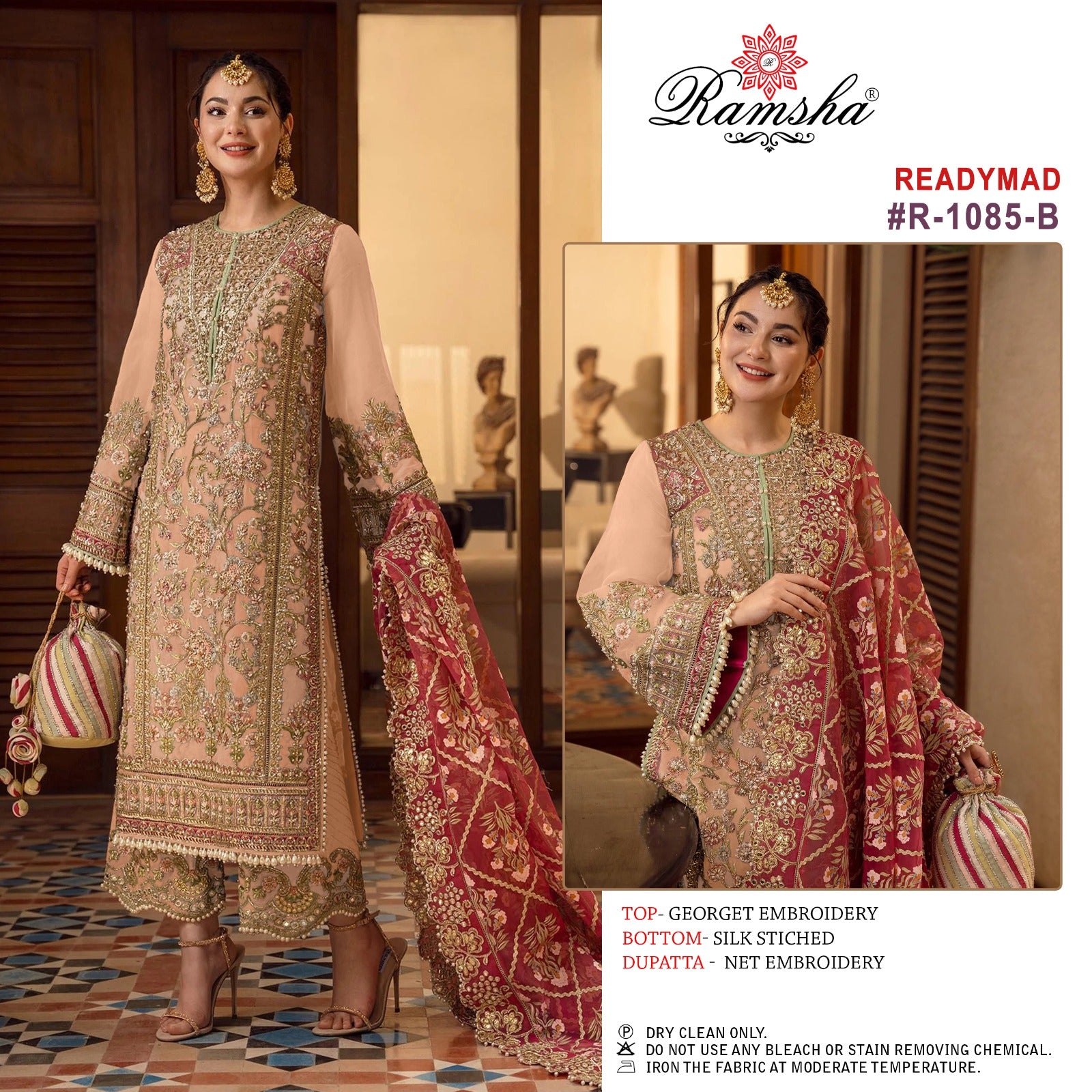 R 1085 Ramsha Georgette Pakistani Readymade Suits