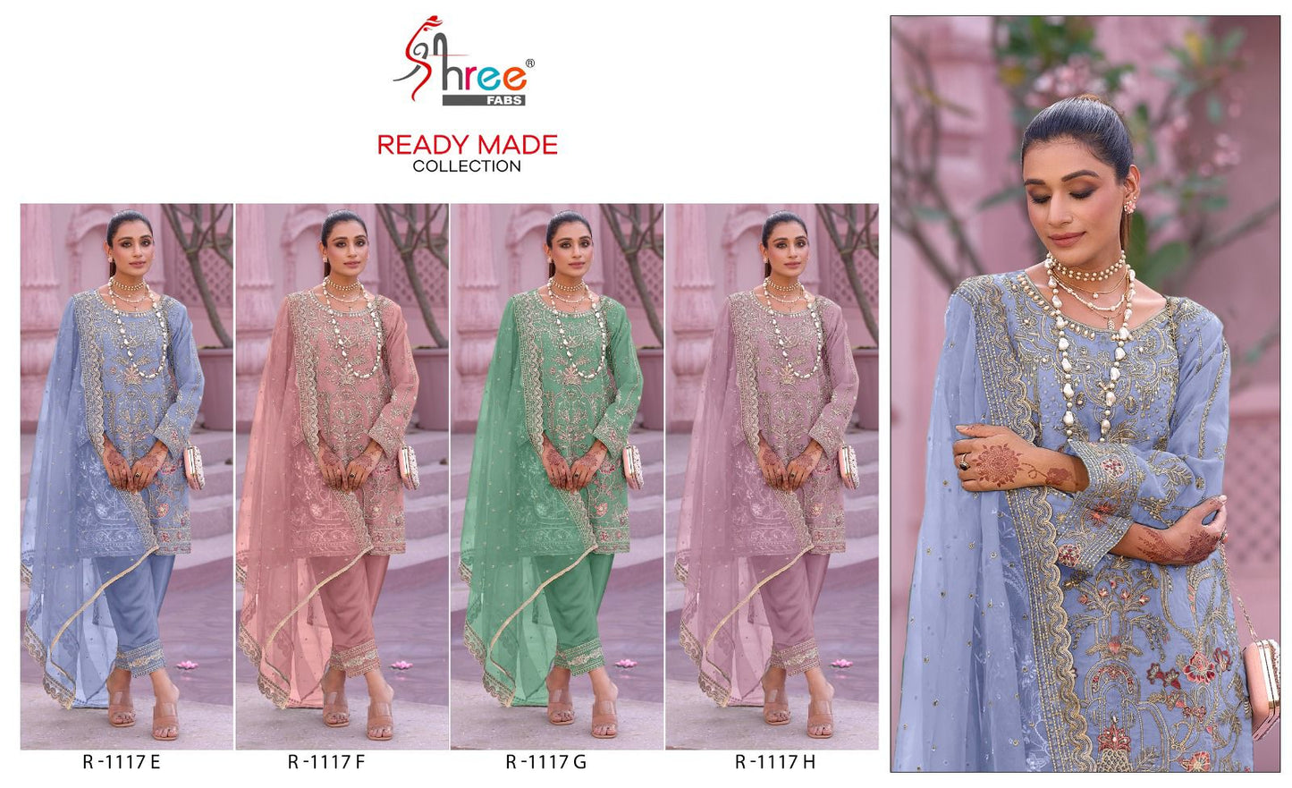 R 1117 Shree Fabs Organza Pakistani Readymade Suits