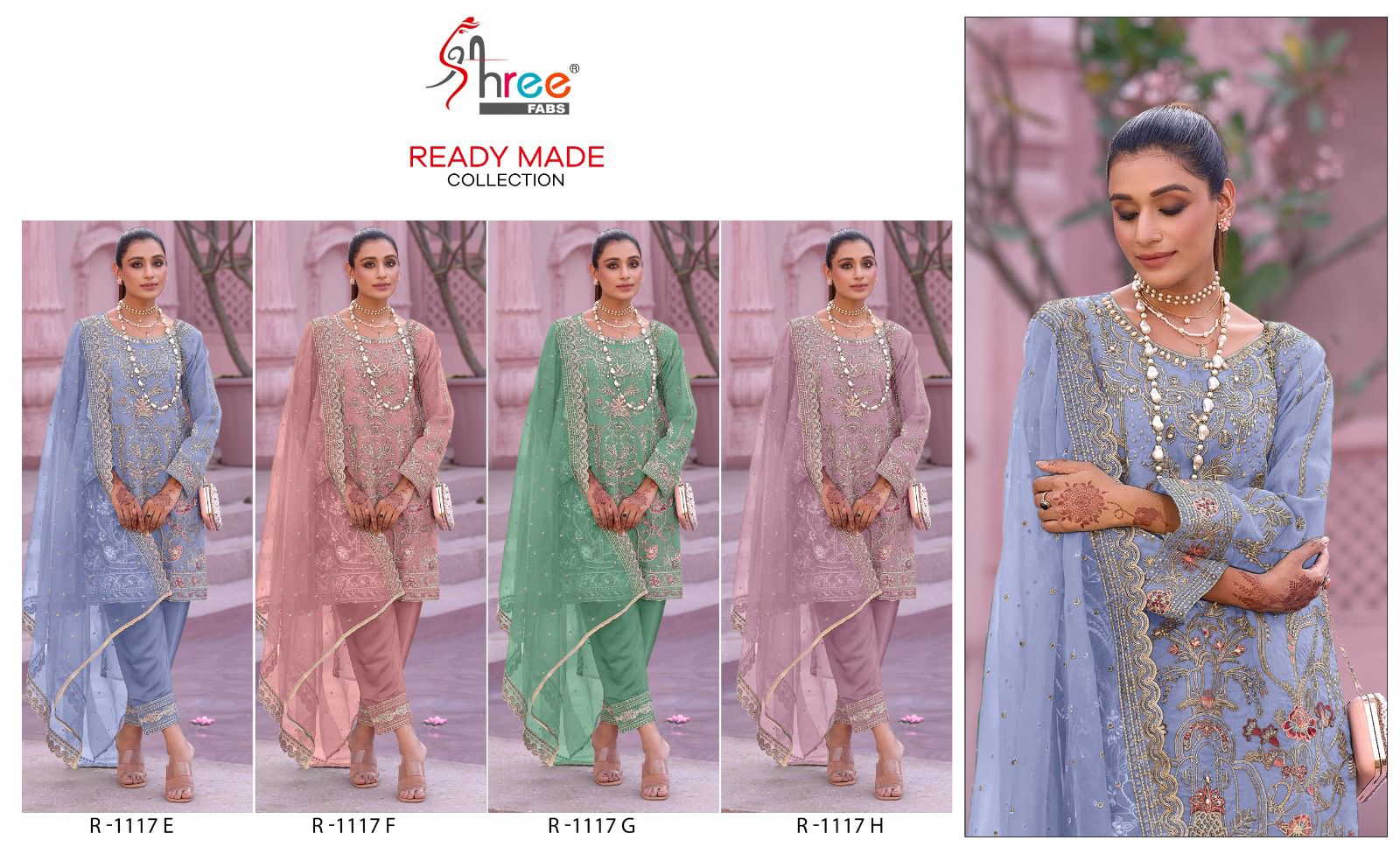 R 1117 Shree Fabs Organza Pakistani Readymade Suits