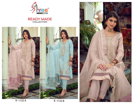 R 1132 Ab Shree Fabs Organza Pakistani Readymade Suits
