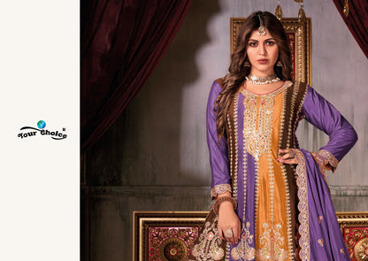 Raaga Your Choice Chinon Silk Readymade Plazzo Style Suits