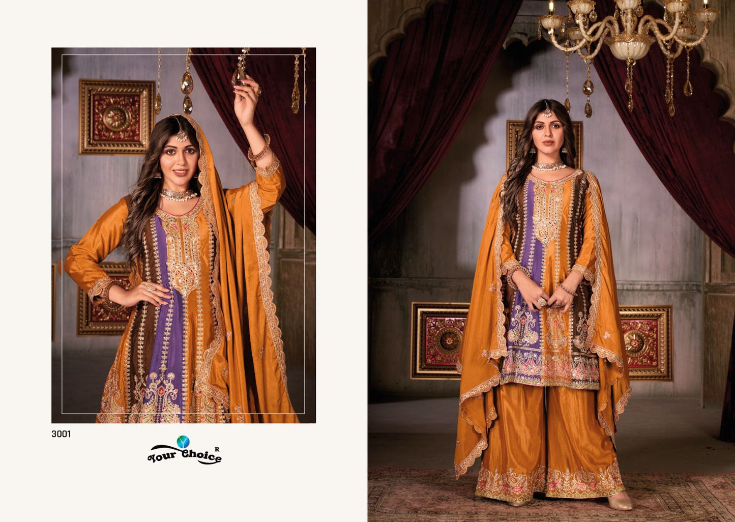 Raaga Your Choice Chinon Silk Readymade Plazzo Style Suits