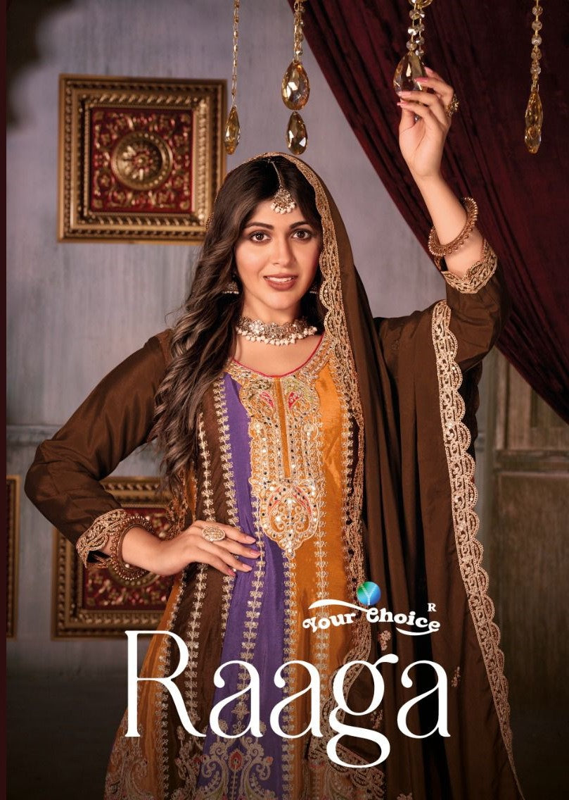 Raaga Your Choice Chinon Silk Readymade Plazzo Style Suits