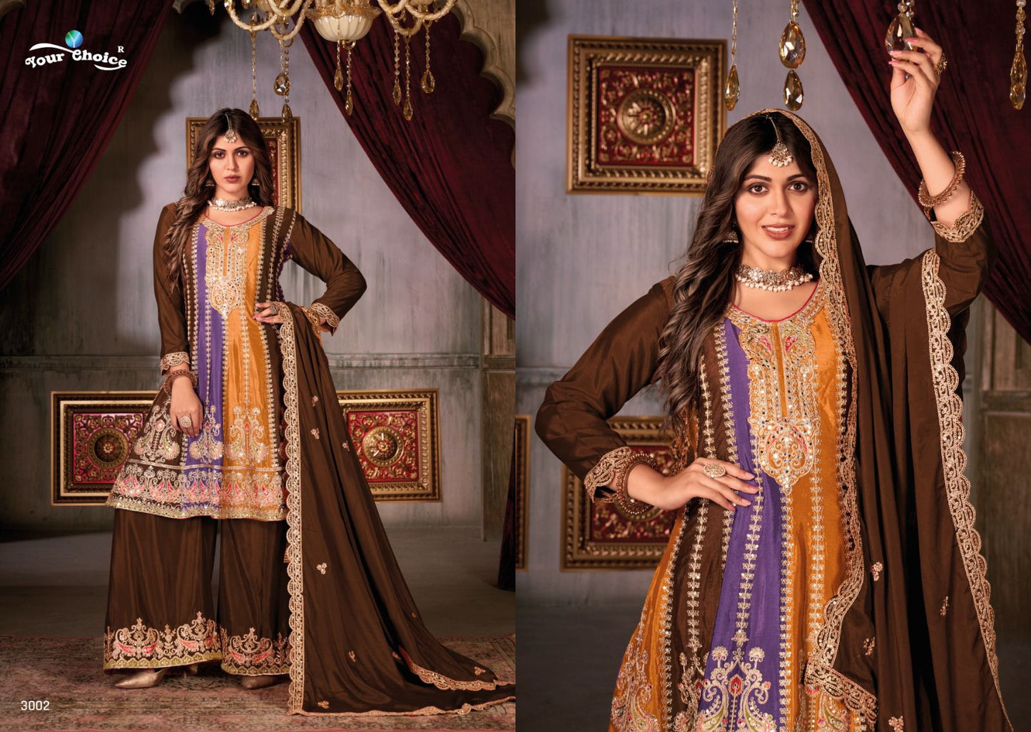 Raaga Your Choice Chinon Silk Readymade Plazzo Style Suits