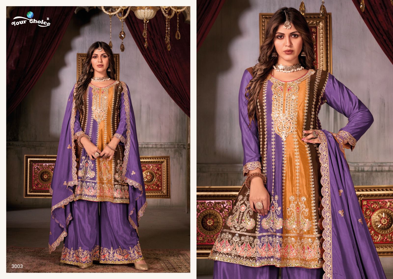 Raaga Your Choice Chinon Silk Readymade Plazzo Style Suits