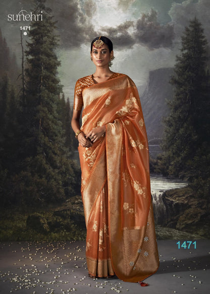 Raatrani Sunehri Organza Sarees