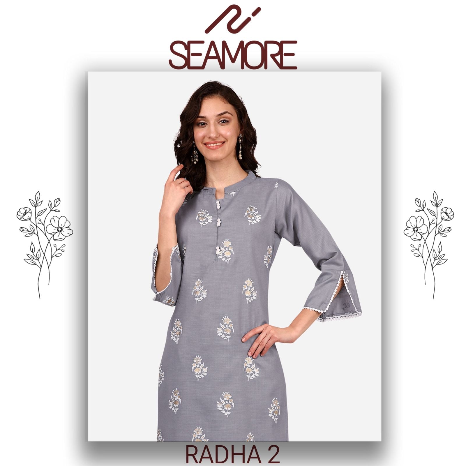 Radha 2 Seamore Kurti Bottom Set