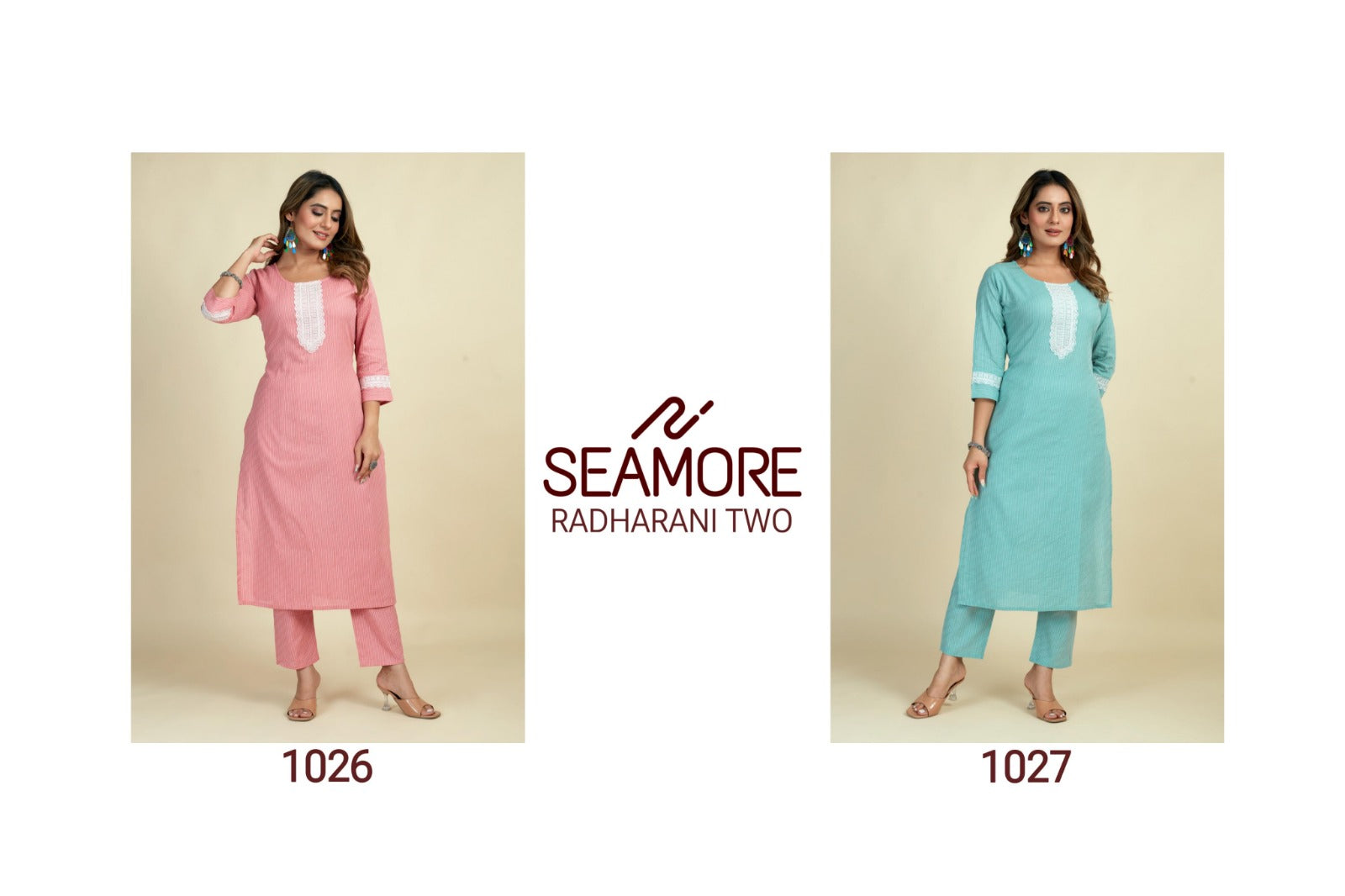 Radha Rani 2 Seamore Cotton Kurti Pant Set